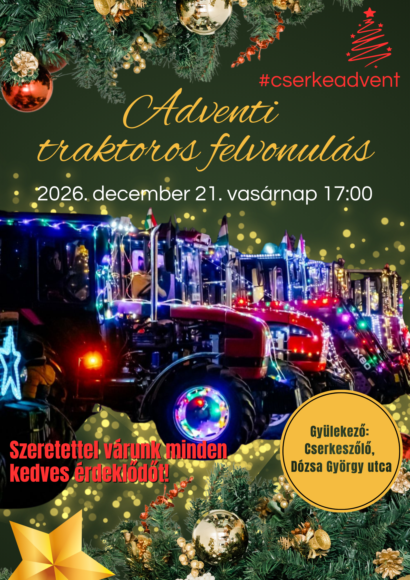 Adventi traktoros felvonulás