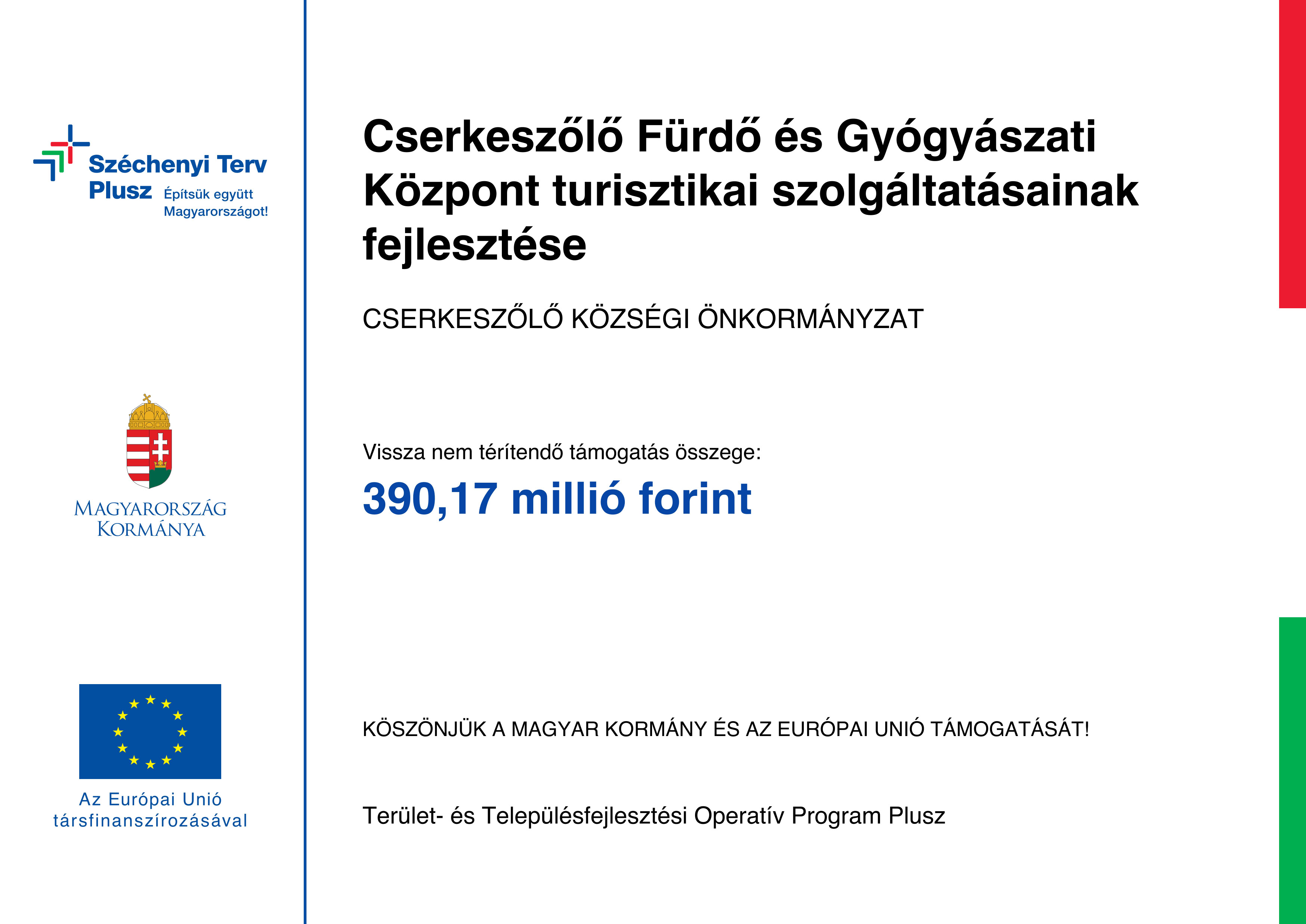Lezárult a Cserkeszőlő Fürdő és Gyógyászati Központ turisztikai szolgáltatásainak fejlesztése