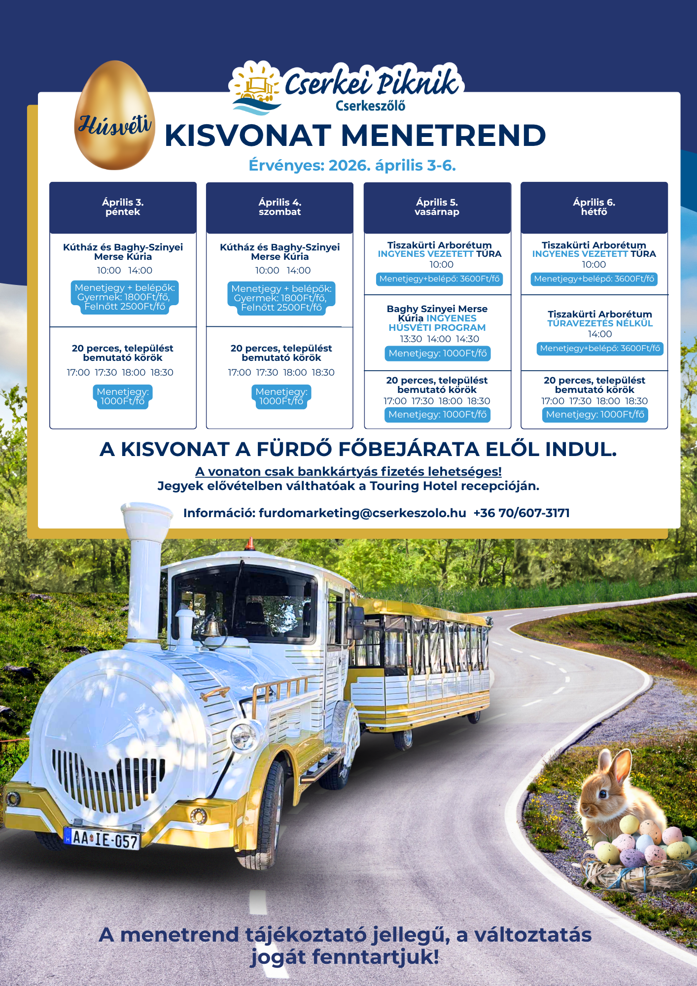 Húsvéti kisvonat menetrend