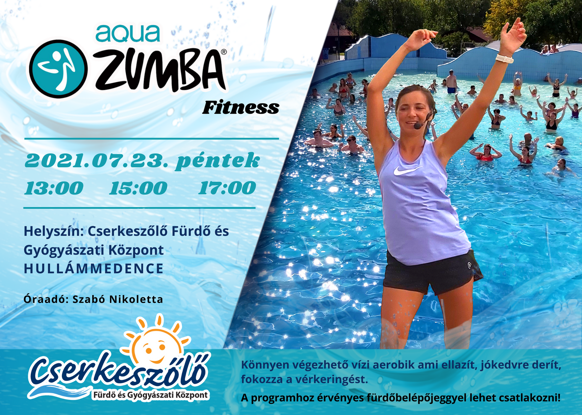 Aqua Zumba Fitness a Cserkeszőlő Fürdő és Gyógyászati Központban