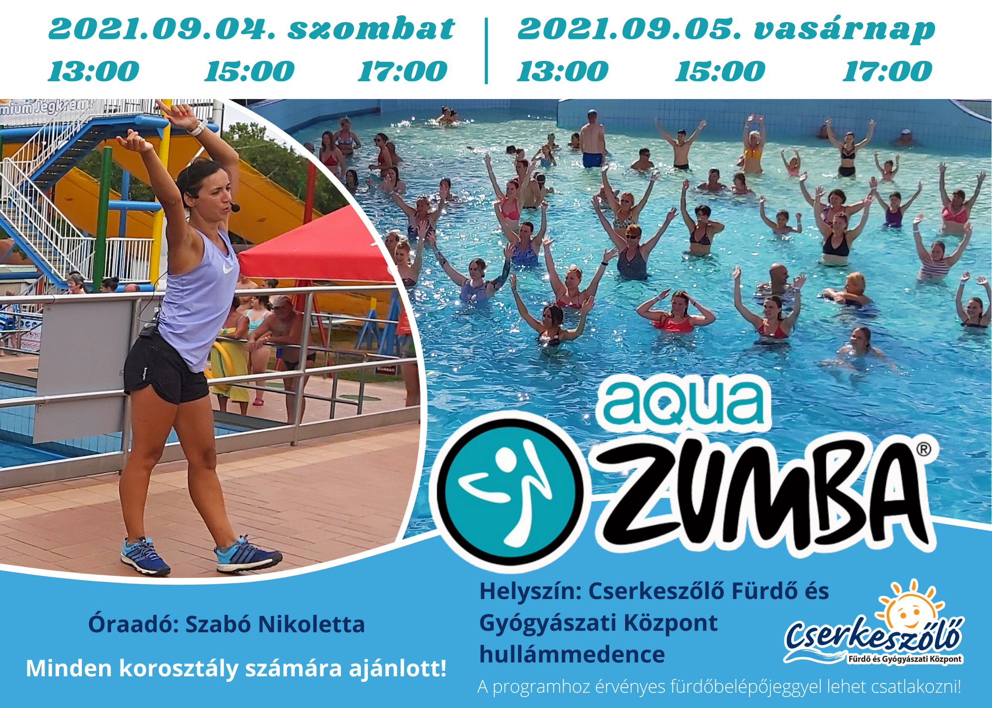 Aqua Zumba Fitness a Cserkeszőlő Fürdő és Gyógyászati Központban