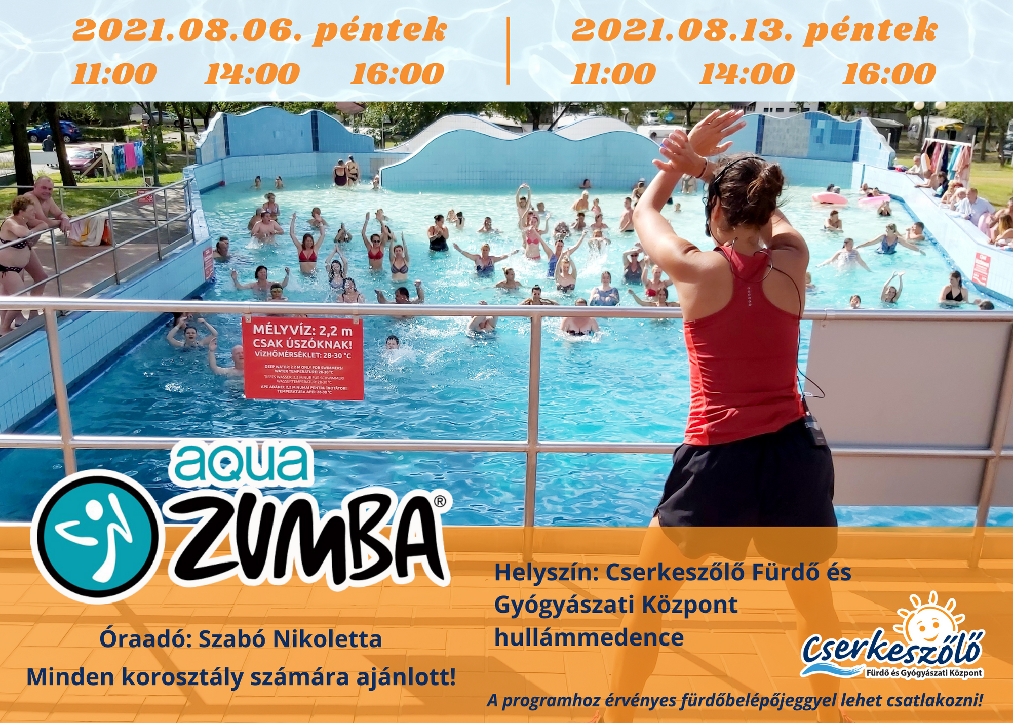 Aqua Zumba Fitness a Cserkeszőlő Fürdő és Gyógyászati Központban