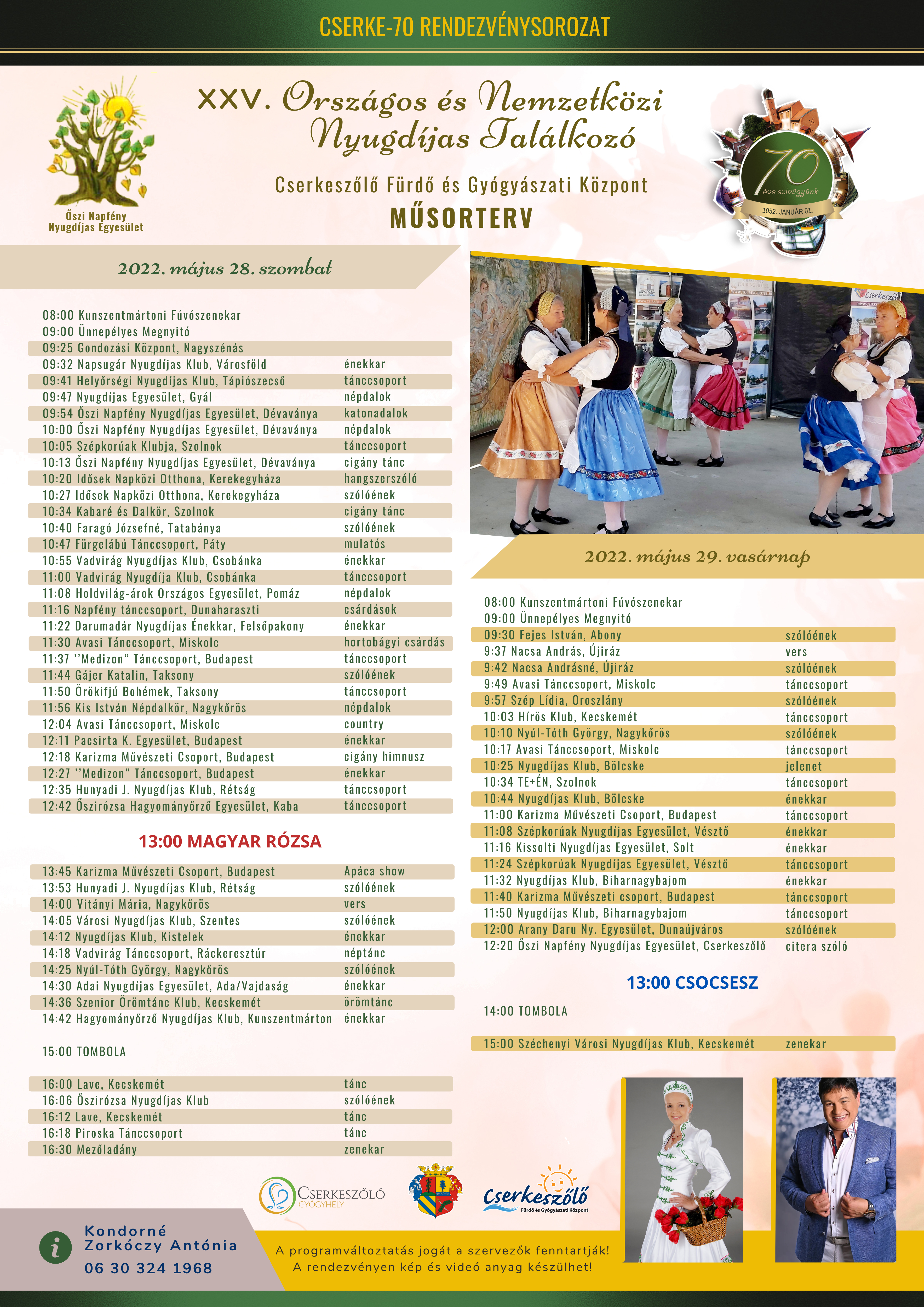 XXV. Országos és Nemzetközi Nyugdíjas Találkozó műsorterve