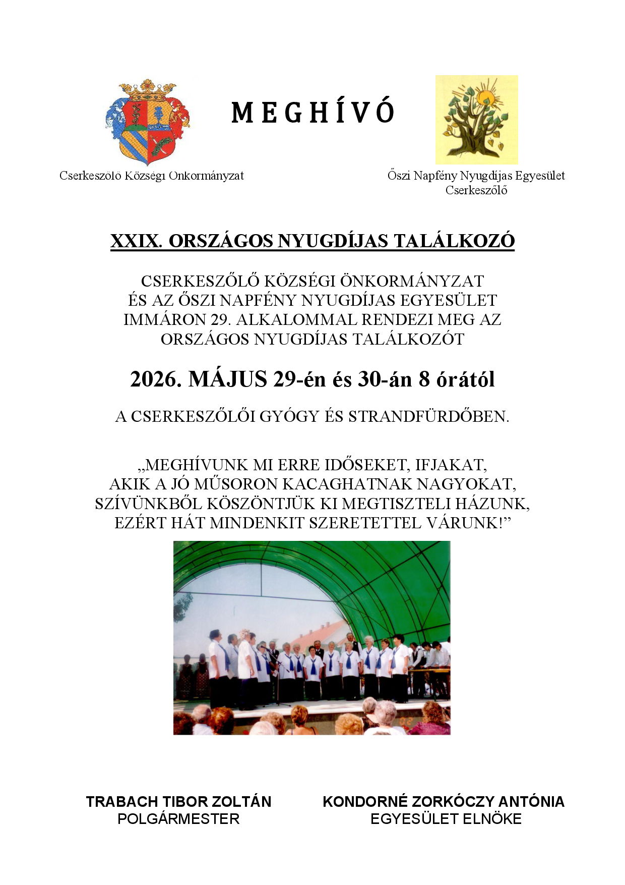 Országos Nyugdíjas Találkozó meghívó és jelentkezés