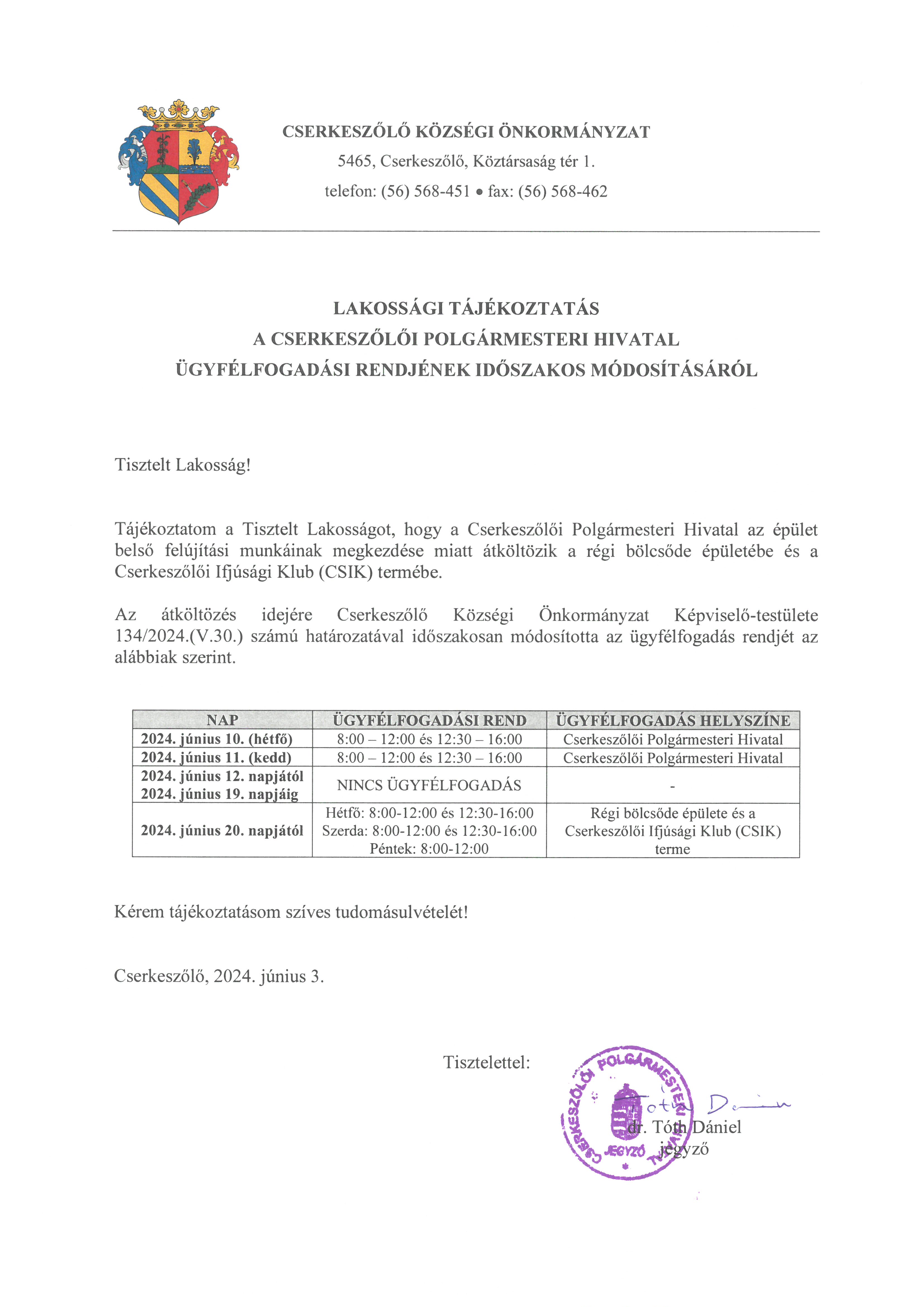 Tájékoztatás