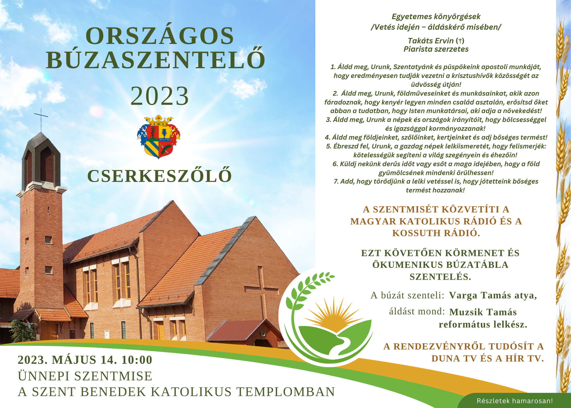 ORSZÁGOS BÚZASZENTELŐ 2023