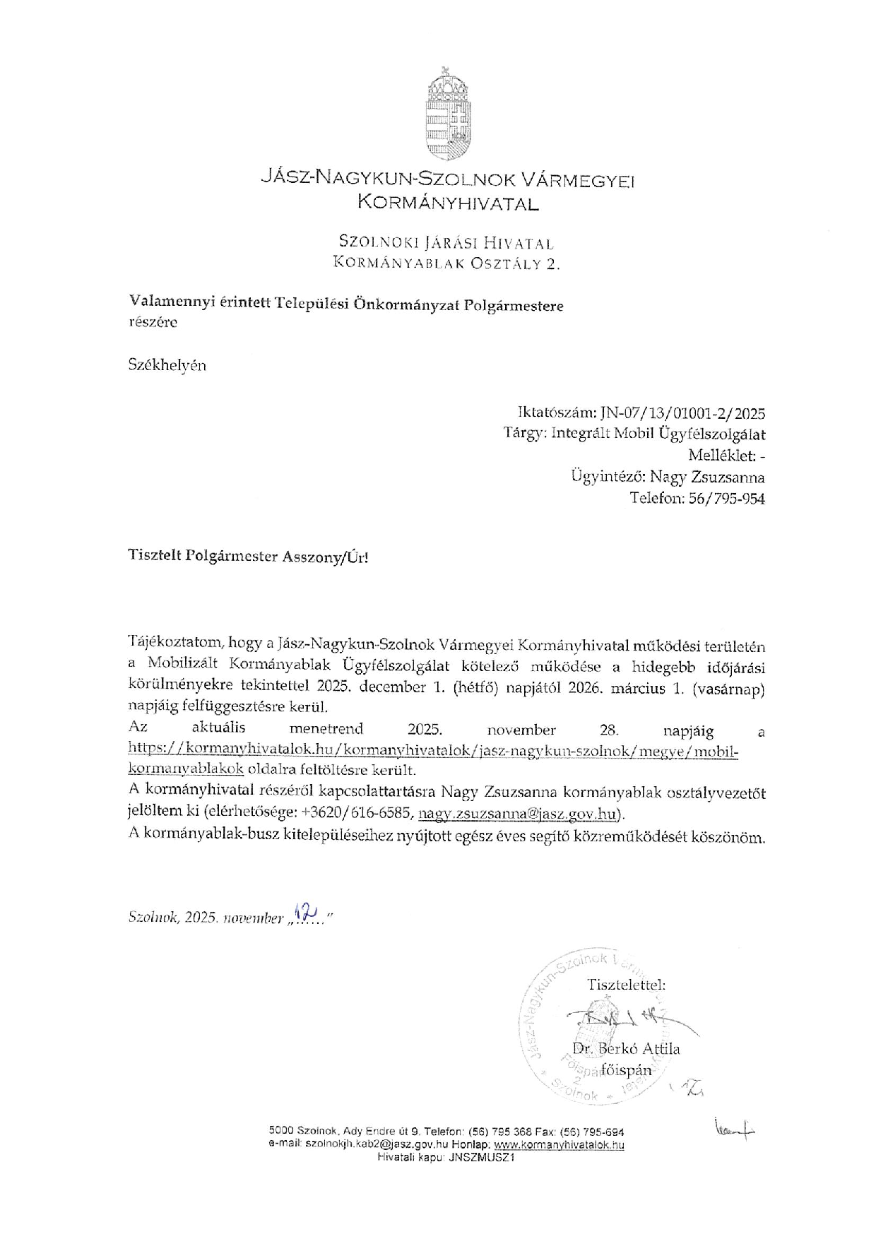 Kormányablakbusz szünet