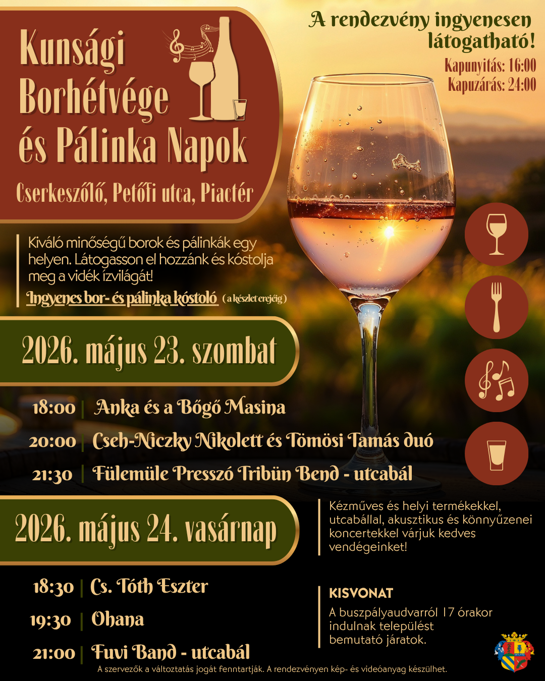 Kunsági Borhétvége és Pálinka Napok