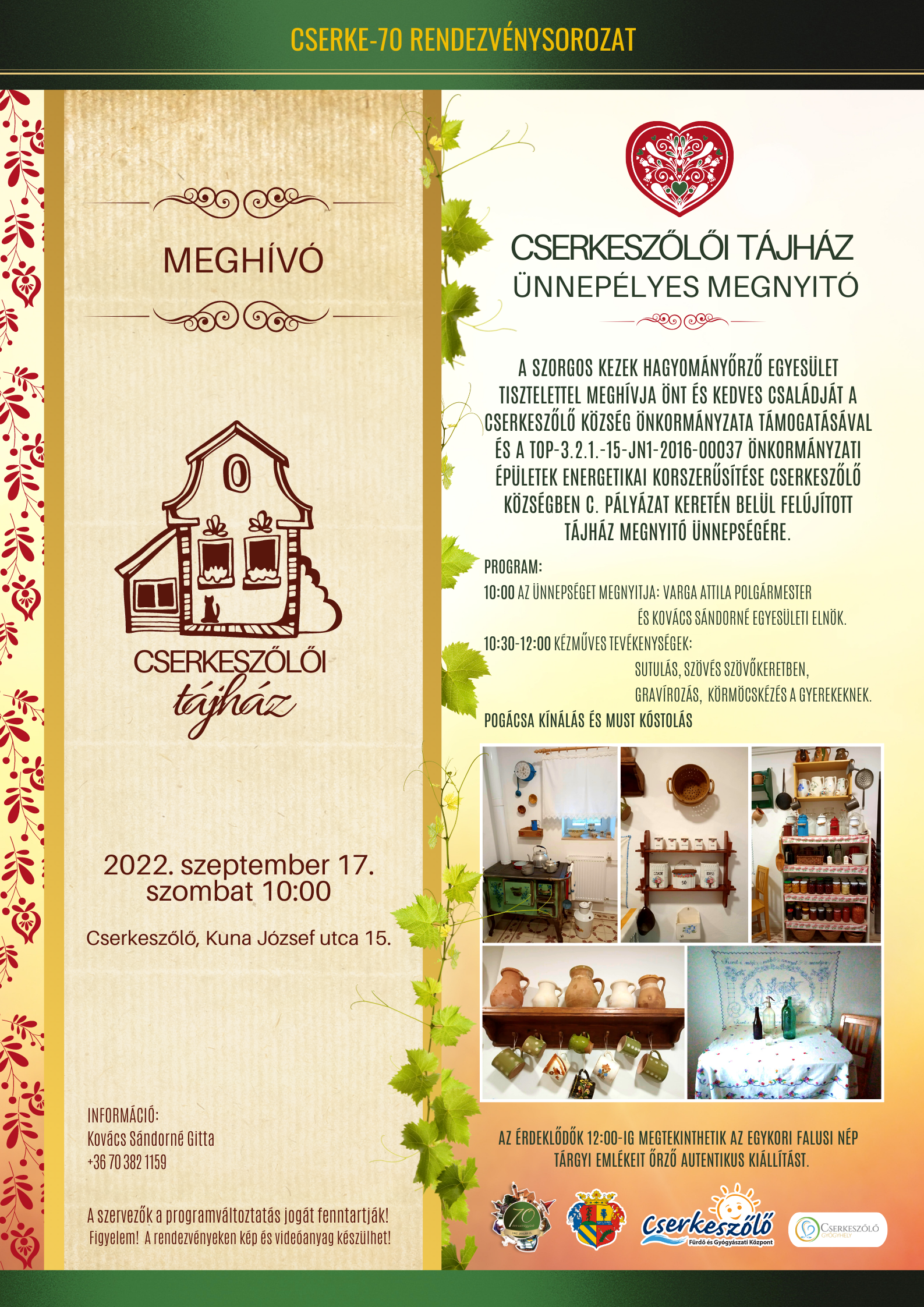 Cserkeszőlői Tájház Ünnepélyes Megnyitó