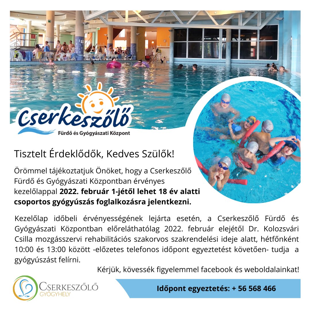 Ismét gyógyúszás! Az időpont egyeztetés indul hamarosan!