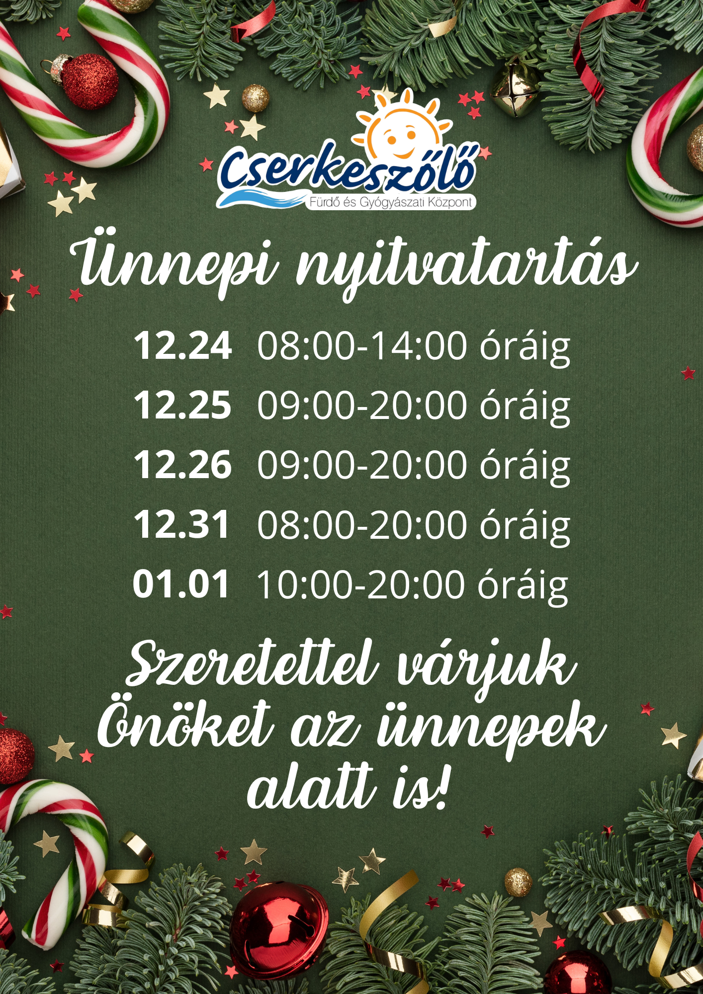 Fürdő ünnepi nyitvatartás