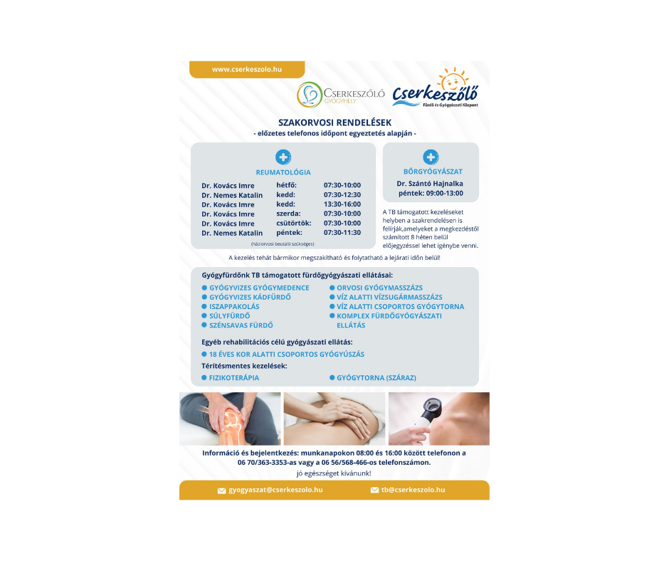 Szakorvosi rendelések