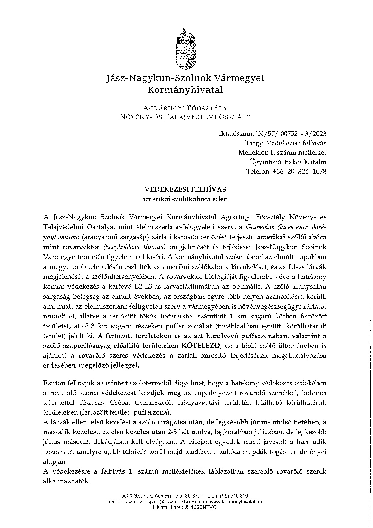 Védekezési felhívás